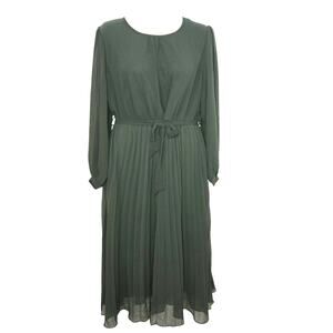 Loveriche Eden Pleated Long Sleeve Belted Maxi Dress Size 3X NWT